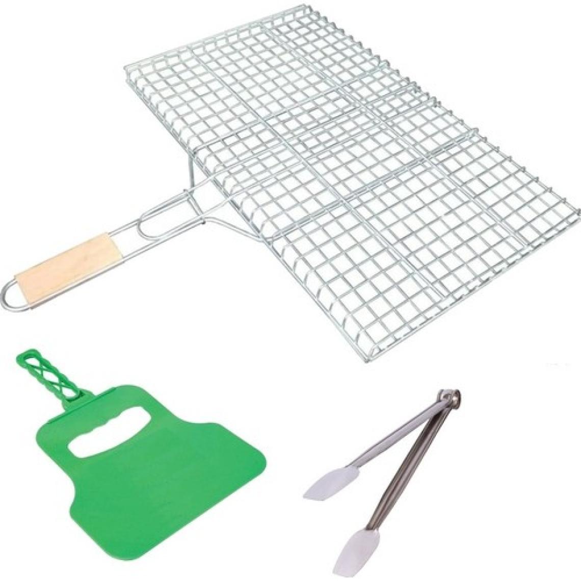 Ahşap Saplı Mangal Teli 25 Cm*40 cm + Mangal Maşası + Yelpaze