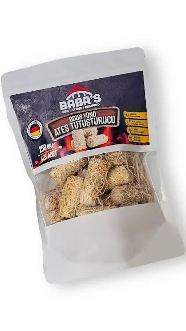 BABA'S BBQ / ODUN YÜNÜ TUTUŞTURUCU / BBQ, MANGAL, SOBA, ŞÖMİNE TUTUŞTURUCU / ≈25 AD - 250 GR