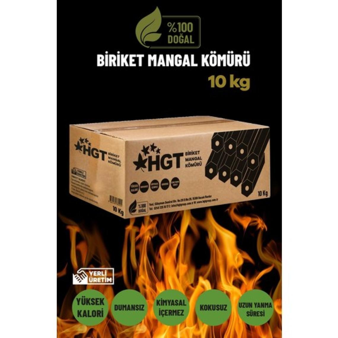 Hgt B Sınıf Briket Mangal Kömür Doğal Kimyasal Sız Presle Üretilmiş Dumansız Kokusuz Yüksek Isılı 10 kg
