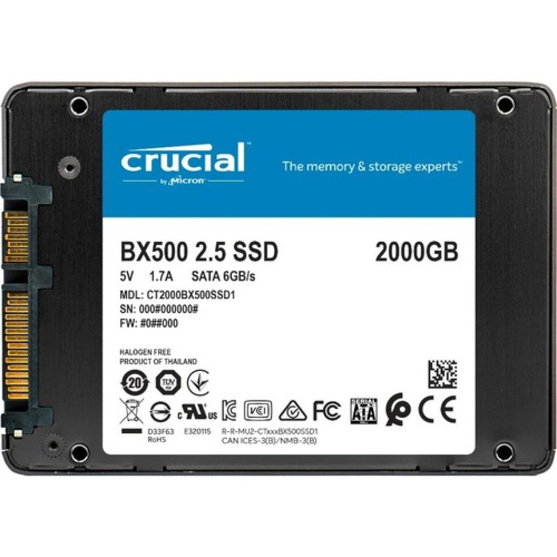 Crucial BX500 2000GB SSD 540-500 3D NAND SATA 2.5 CT2000BX500SSD1