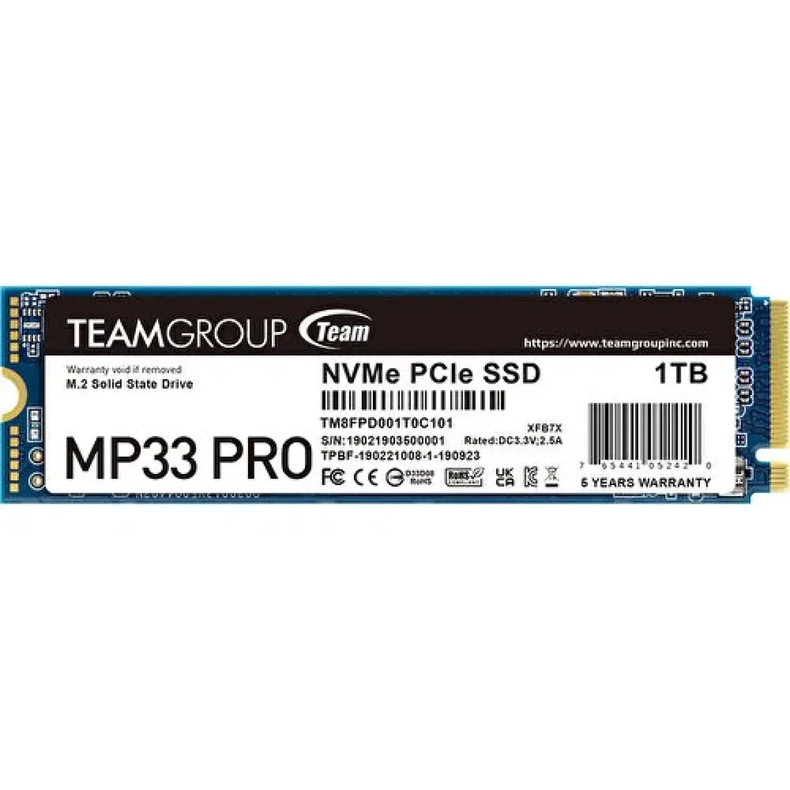 Team MP33 Pro TM8FPD001T0C101 PCI-Express 3.0 1 TB M.2 SSD