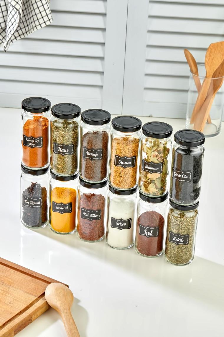 Basamaklı Metal Standlı 15li Baharat Takımı , Basamaklı 15 Kavanozlu Baharat Seti