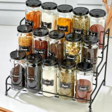 Basamaklı Metal Standlı 15li Baharat Takımı , Basamaklı 15 Kavanozlu Baharat Seti