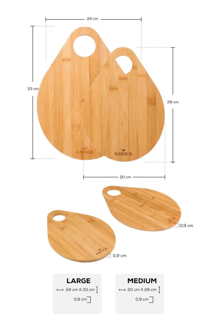 Damla 2'li Bambu Kesme Tahtası 28/33 Cm