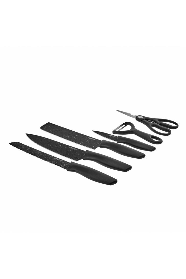 Black Stone 6 Parça Makas Ve Soyacaklı Bıçak Seti