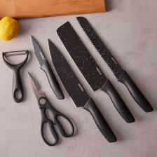 Black Stone 6 Parça Makas Ve Soyacaklı Bıçak Seti