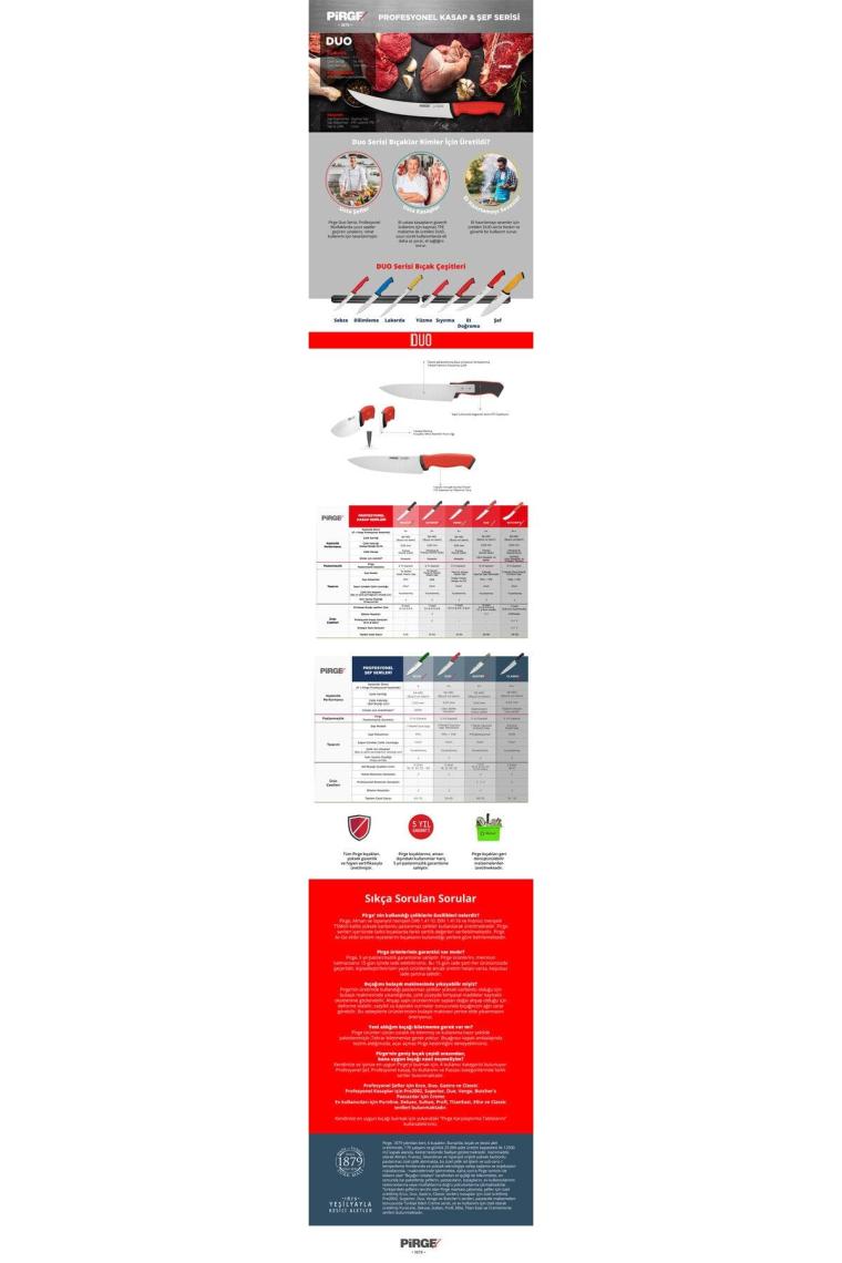 Pirge Duo 34102 Kırmızı No:2 16.5 cm Kasap Bıçağı