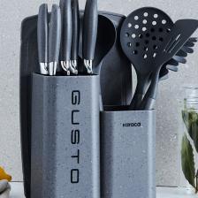 Gusto Gri 12 Parça Bıçak Servis Kesme Tahtası Seti