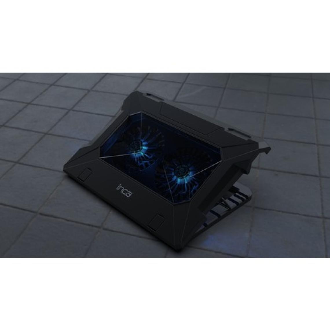 Inca INC-321 RX Ergonomik Çift Fan+ Stand+ With Rubber Sessiz Siyah  Notebook Soğutucu