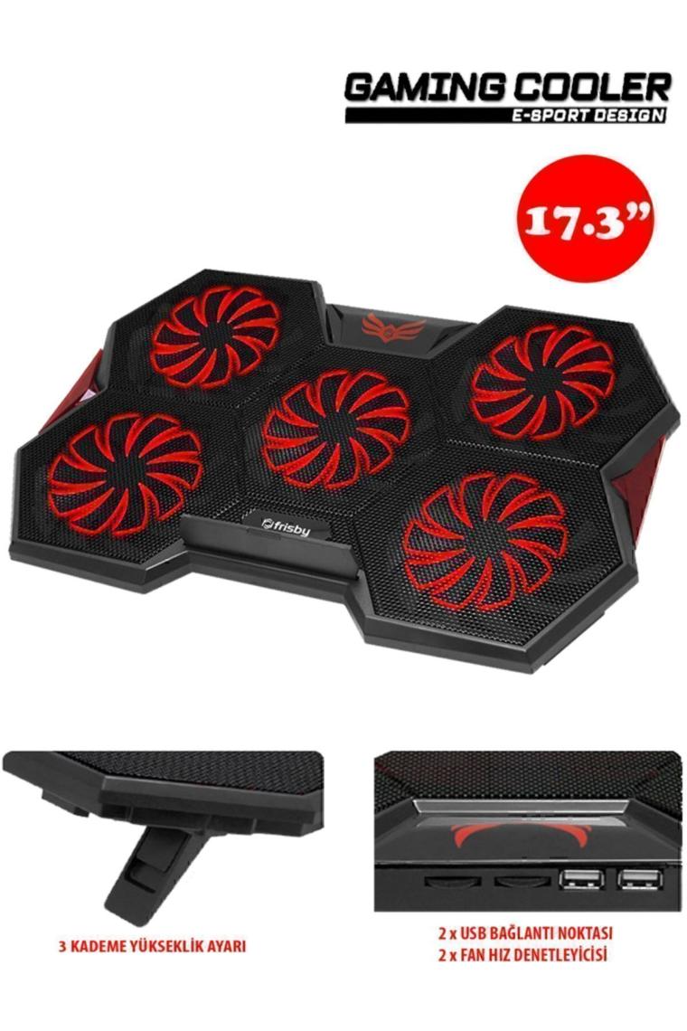Frisby Gp4 E-Sport Desing 5 Fanlı Ledli Pro Standlı 15-17" Uyumlu Notebook Soğutucu