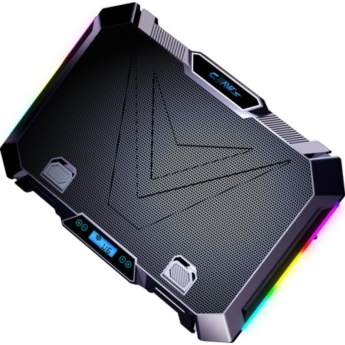Claw's Vortex 8x Turbo LED Fan - 10 Modlu RGB - LCD Ekran - Ayarlabilir Fan Hızı & 7 Farklı Stand Yükseklik Kademesi – 2x USB - Metal Mesh Zemin Notebook Soğutucu - Siyah (9"-17" Boyut Destekli)