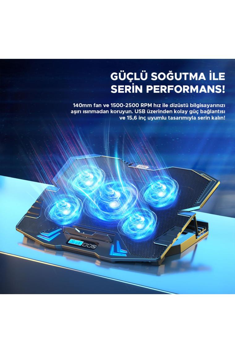 Dexim 5 Fan Ledli Notebook Soğutucu Stand- DNA003