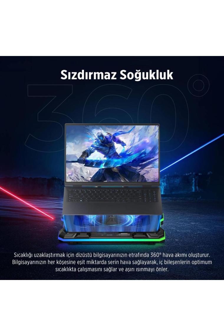Juo Yeti 2200RPM Rgb Işıklı LED Display Gaming Laptop Notebook soğutucu stand