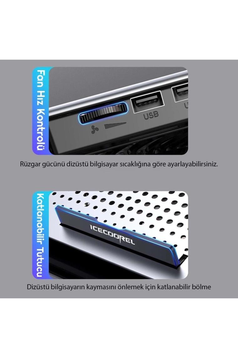 Triline Icecoorel Alimünyum Hız Ayarlı Notebook Soğutucu Ergonomik Stand