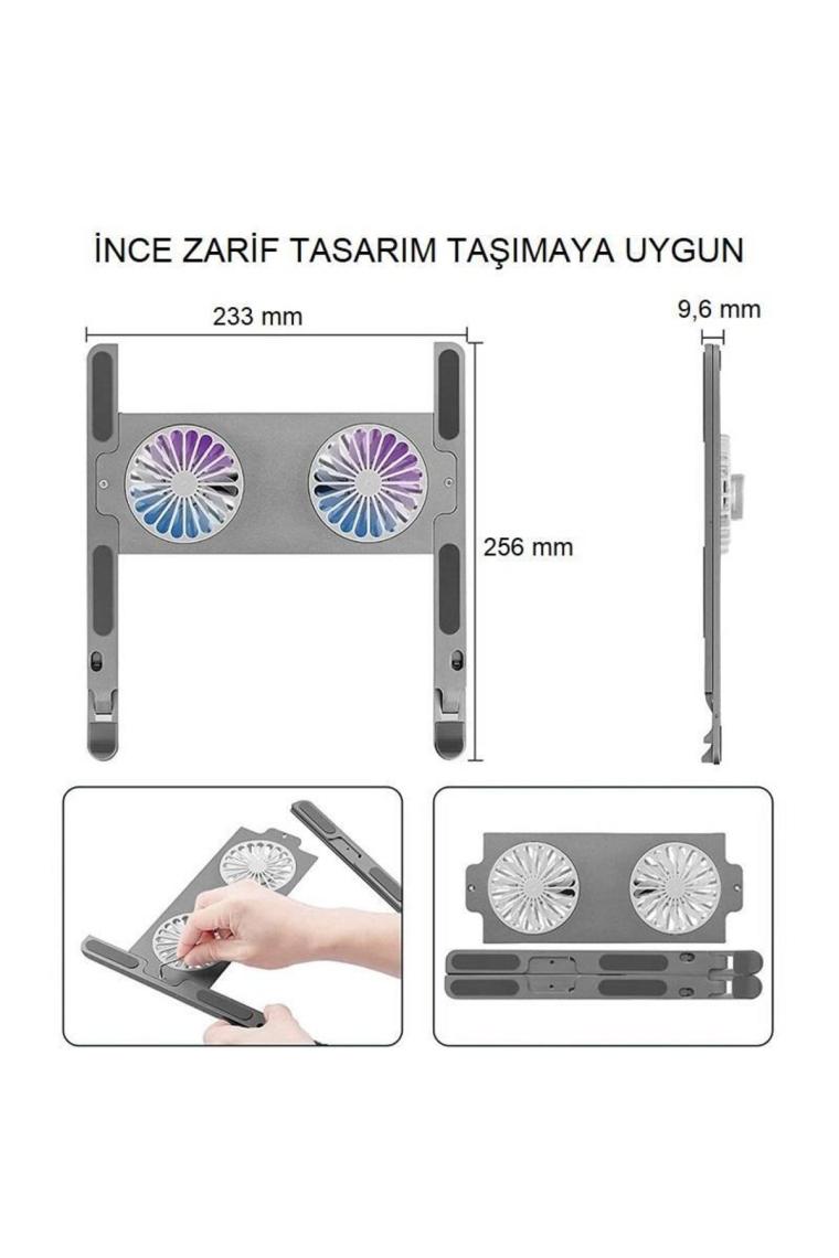Upway Katlanabilir Alüminyum Turbo Fanlı Macbook Laptop Soğutucu Stand 10-17 Inç