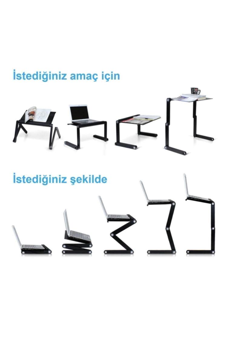 Katlanabilir Soğutuculu Notebook Laptop Sehpası Kademeli Standı Siyah