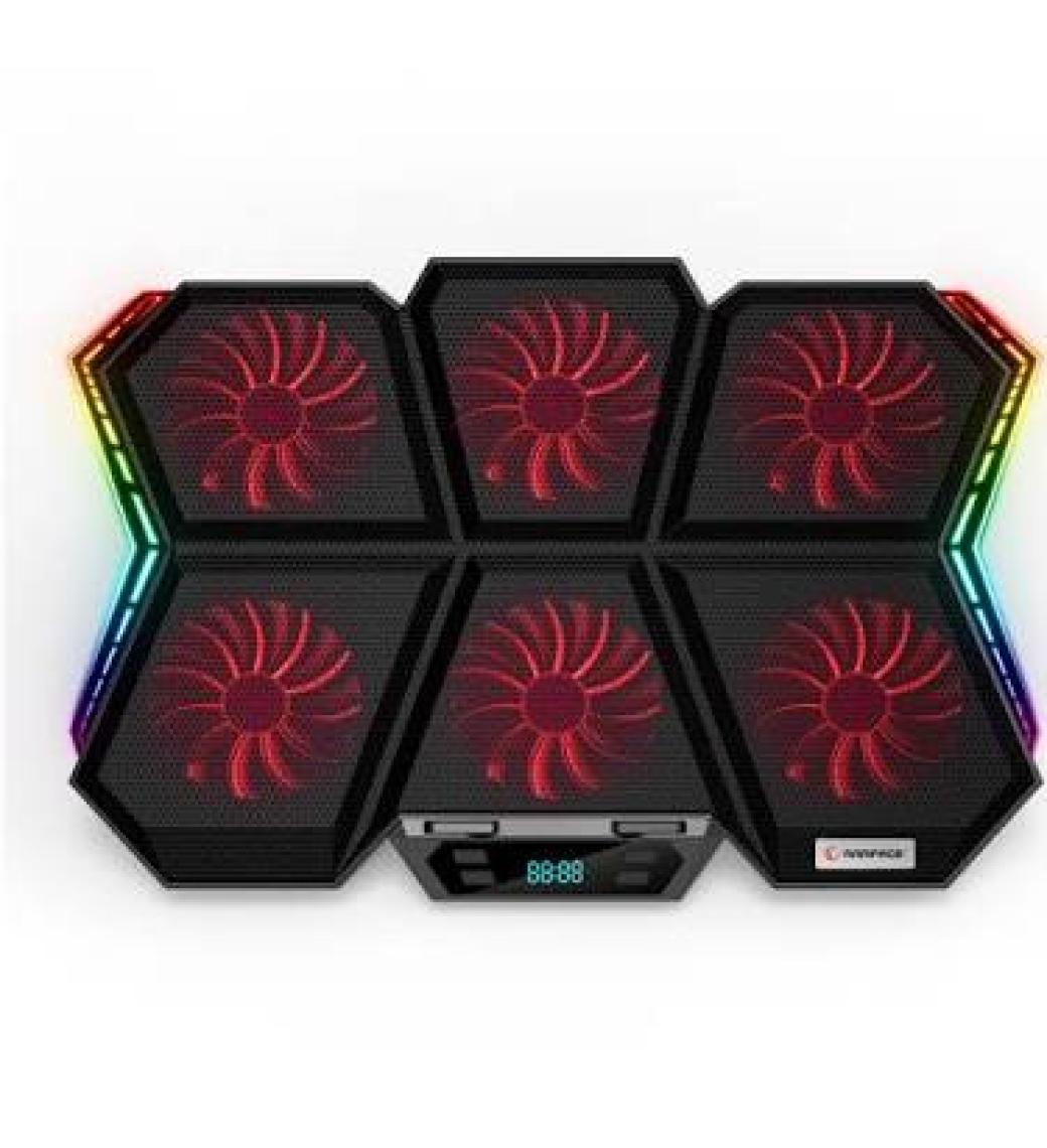 Rampage AD-RX44 X-GALE 6 Fanlı 12 RGB Işık Modlu 7 Kademe Standlı LCD Göstergeli Notebook Soğutucu