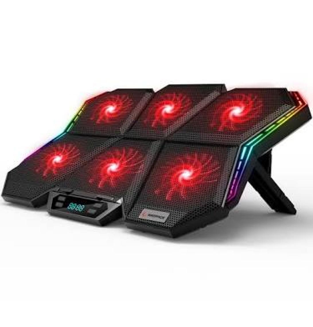 Rampage AD-RX44 X-GALE 6 Fanlı 12 RGB Işık Modlu 7 Kademe Standlı LCD Göstergeli Notebook Soğutucu