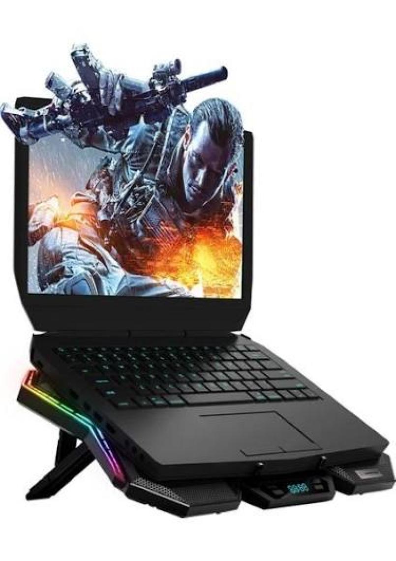 Rampage AD-RX44 X-GALE 6 Fanlı 12 RGB Işık Modlu 7 Kademe Standlı LCD Göstergeli Notebook Soğutucu