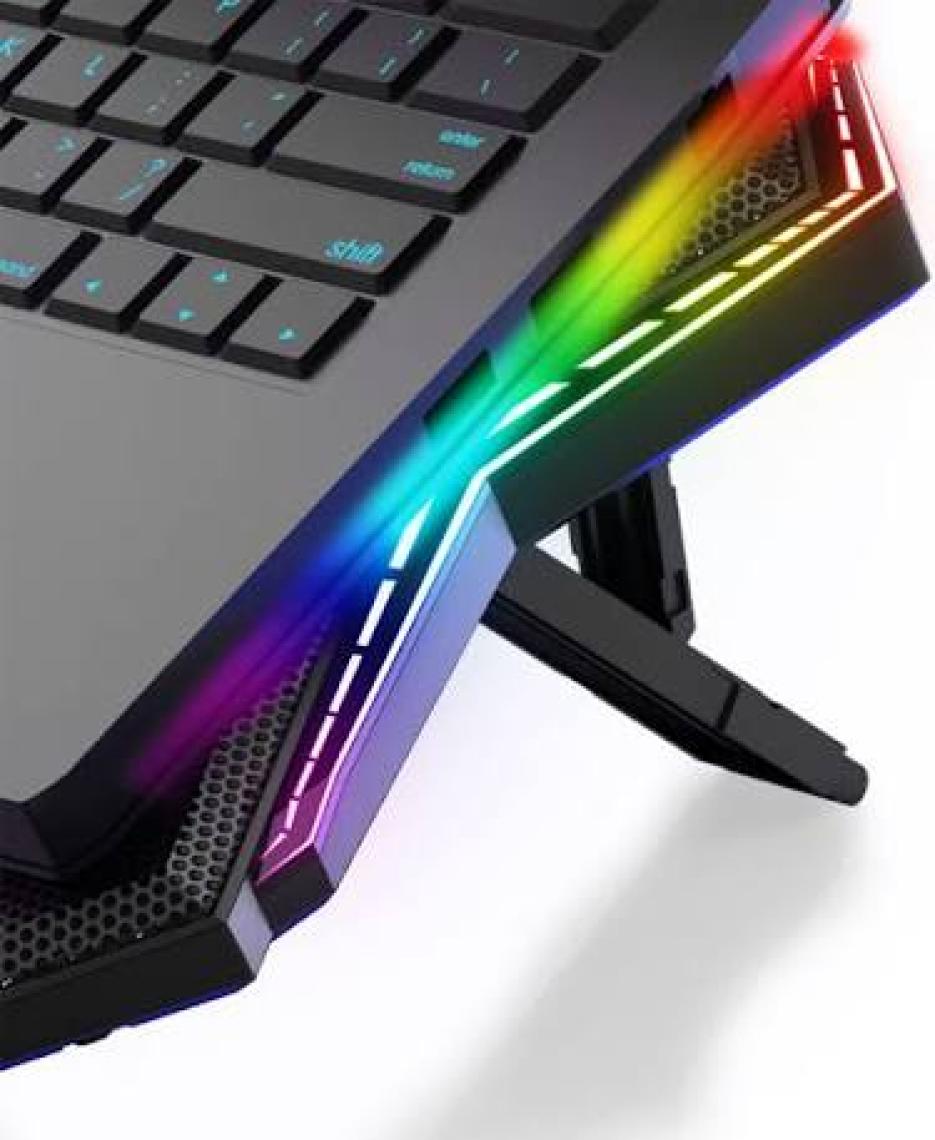 Rampage AD-RX44 X-GALE 6 Fanlı 12 RGB Işık Modlu 7 Kademe Standlı LCD Göstergeli Notebook Soğutucu