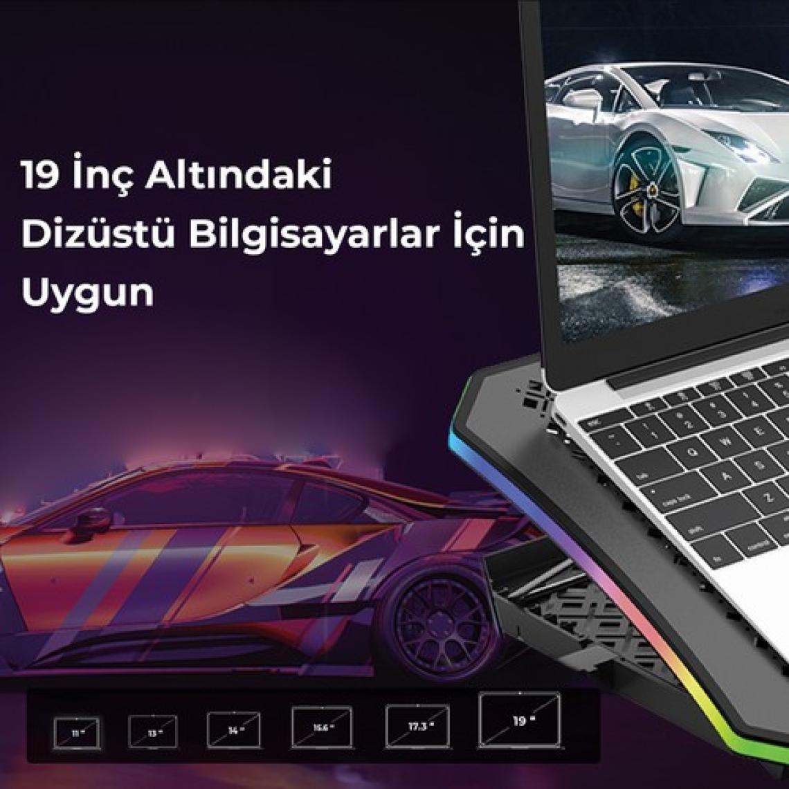 Bix BX-CP02G RGB Aydınlatmalı Gaming Notebook Soğutucu & Telefon Standı