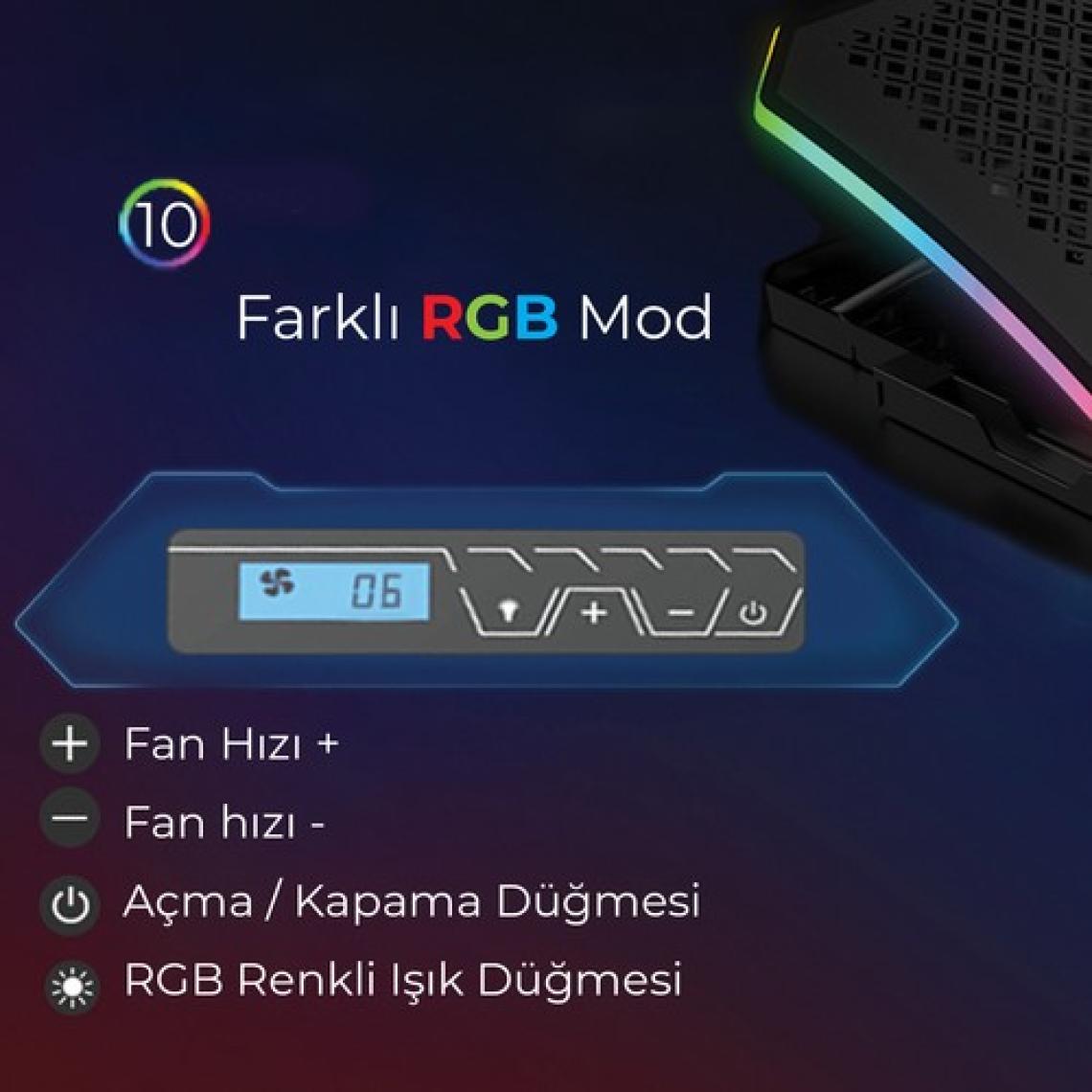 Bix BX-CP02G RGB Aydınlatmalı Gaming Notebook Soğutucu & Telefon Standı
