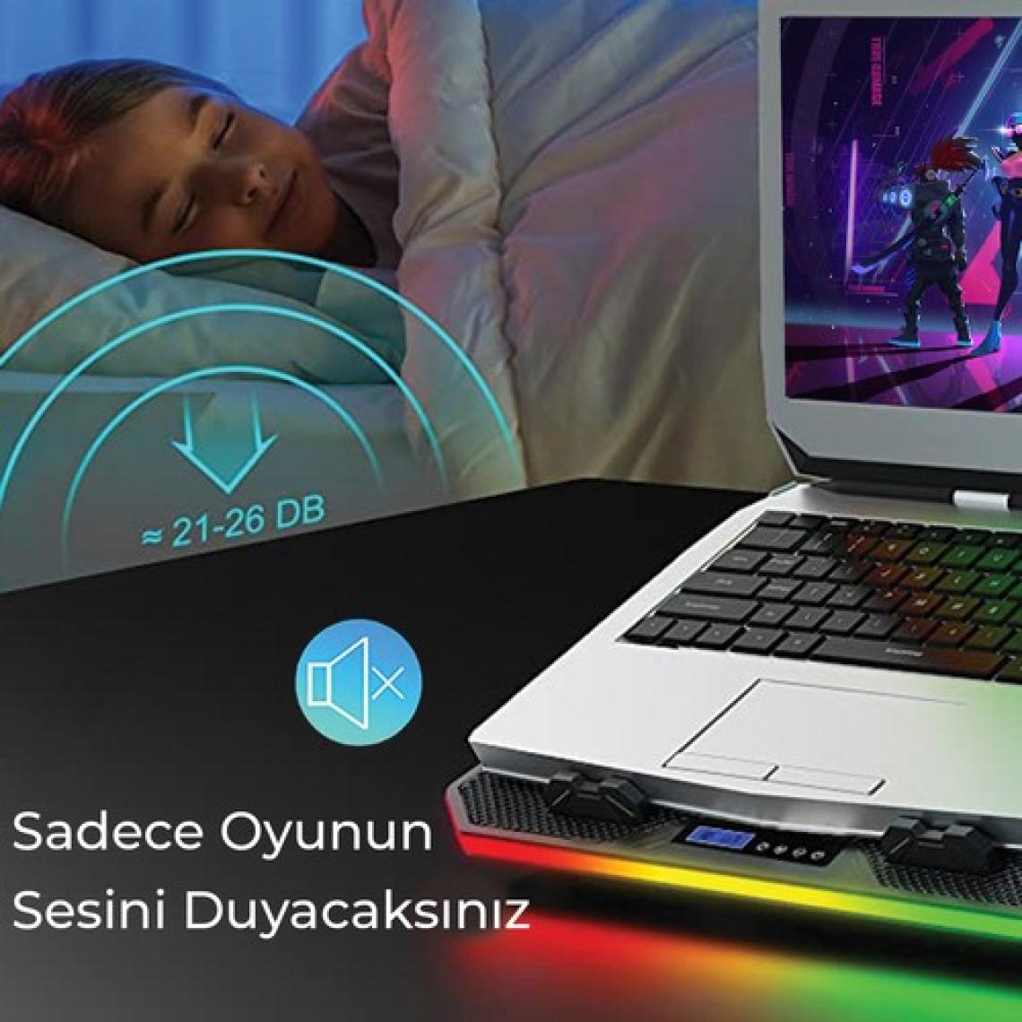 Bix BX-CP02G RGB Aydınlatmalı Gaming Notebook Soğutucu & Telefon Standı