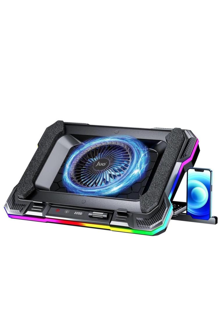 Juo Yeti 2200RPM Rgb Işıklı LED Display Gaming Laptop Notebook soğutucu stand