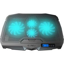 Claw's Tornado 4x Turbo LED Fan - Ayarlabilir Fan Hızı & 6 Farklı Stand Yükseklik Kademesi - 2 USB Portlu - Metal Mesh Zemin -  LCD Ekranlı Notebook Soğutucu - Siyah (9"-17" Boyut Destekli)