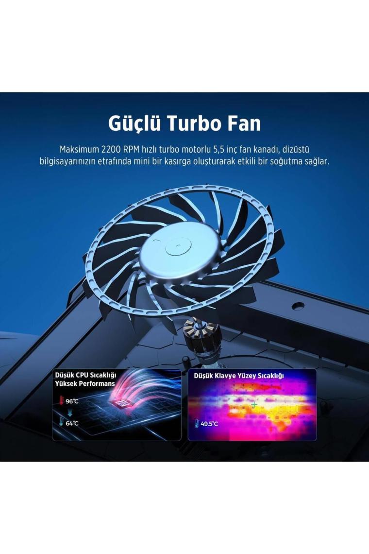 Juo Yeti 2200RPM Rgb Işıklı LED Display Gaming Laptop Notebook soğutucu stand