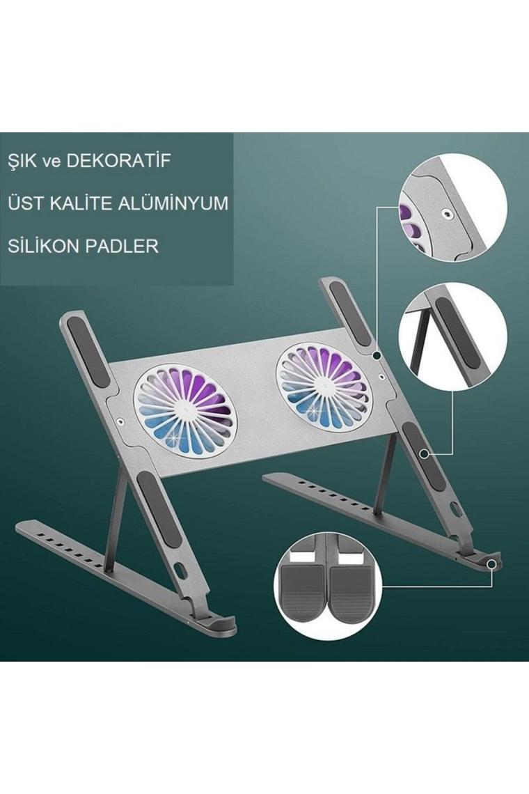 Upway Katlanabilir Alüminyum Turbo Fanlı Macbook Laptop Soğutucu Stand 10-17 Inç
