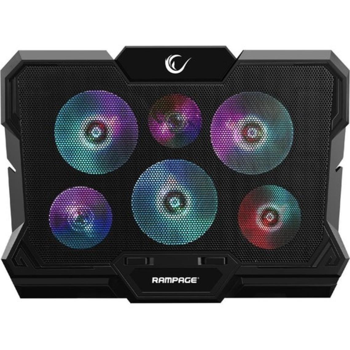 Rampage AD-RC10 X-Gust Siyah 6 Fanlı Rainbow Işıklandırmalı Notebook Soğutucu Stand