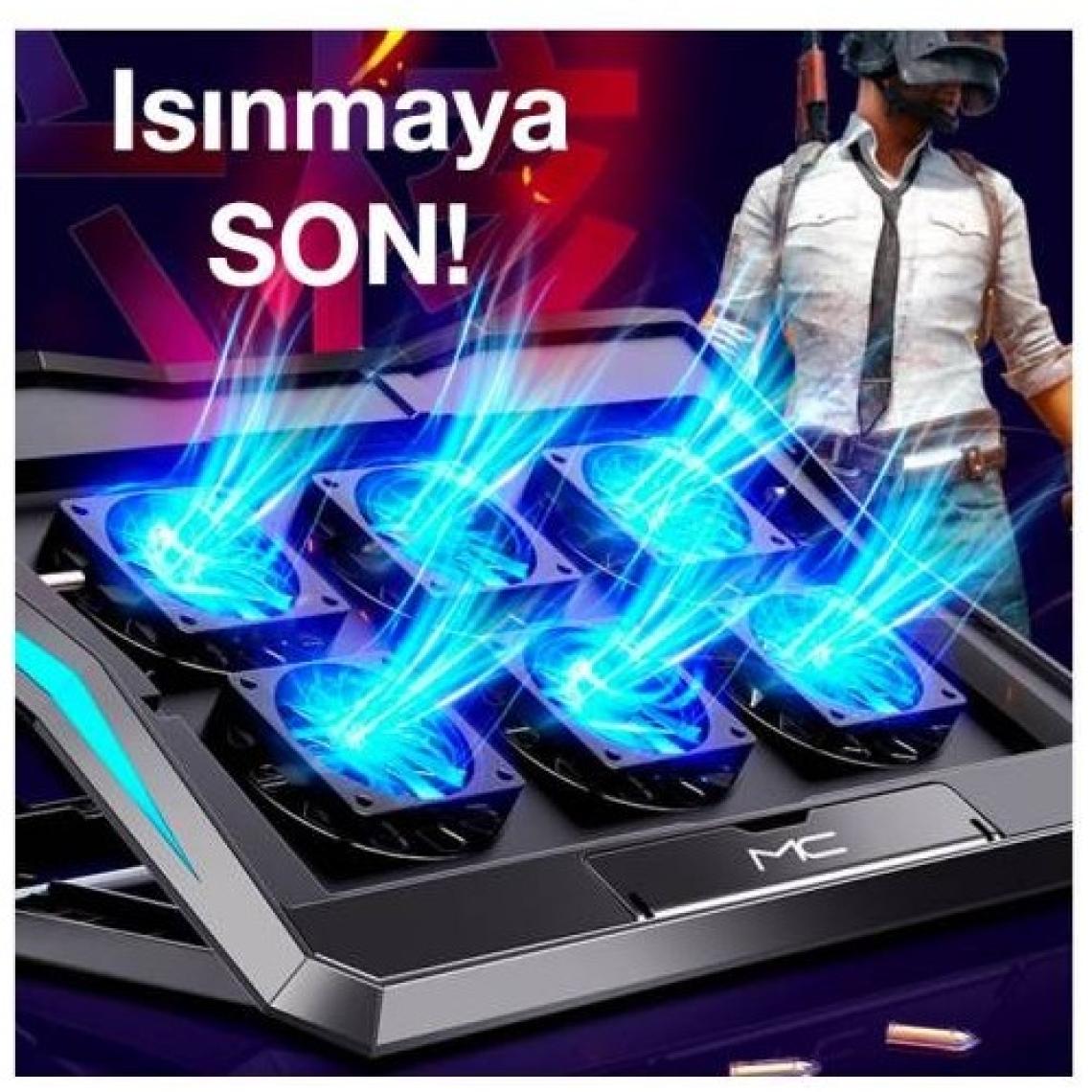 Polham Ultra Sessiz 6 Fanlı Laptop Soğutucu Stand, Led Işıklı Gaming Laptop Soğutucu 6 Kademeli