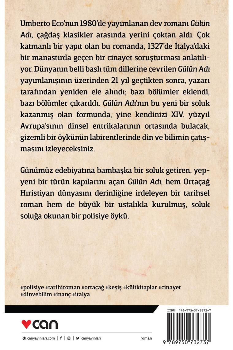Gülün Adı Ciltsiz Umberto Eco