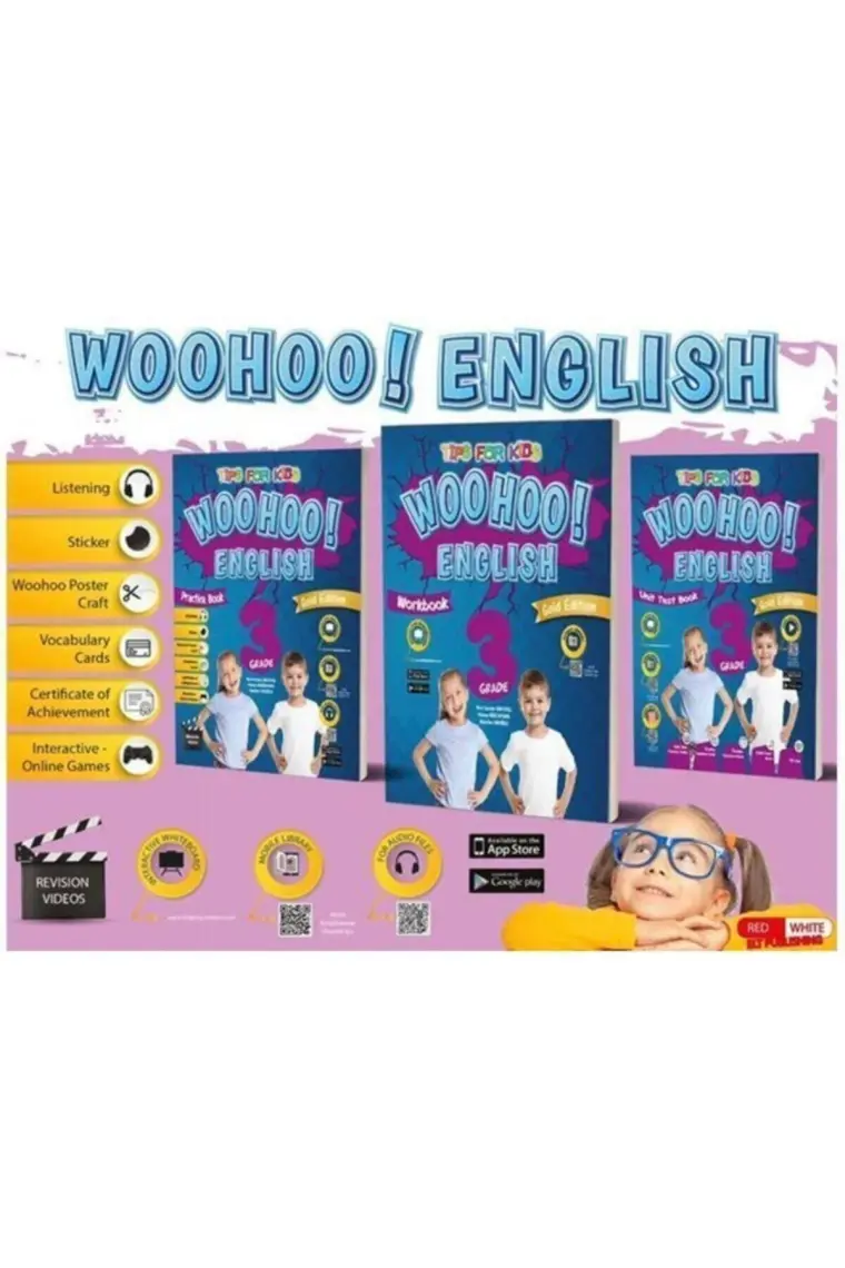 Kırmızı Beyaz Yayınlar 3.Sınıf  Woohoo English Gold Edition Practice+Work+Unit Test Book