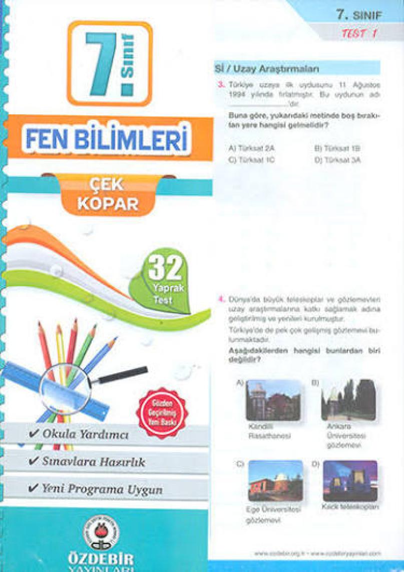 Özdebir Yayınları 7.Sınıf Fen Ve Teknoloji Çek Kopar Yaprak Test