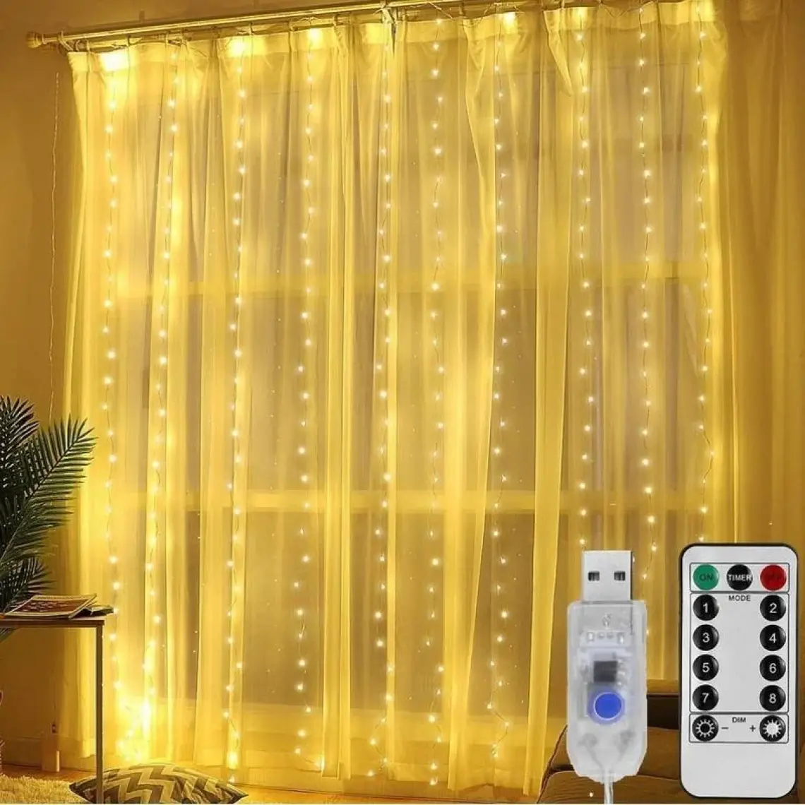 Sge Teknoloji  3x3 Metre 300 LED Kumandalı LED Perde Işığı Peri LED