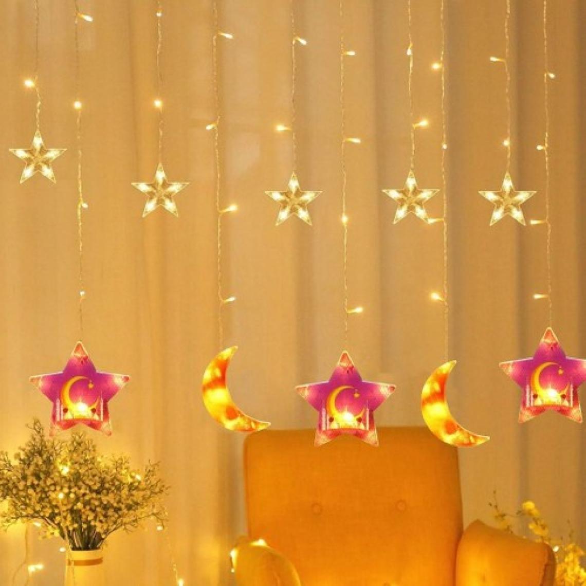 Sge Teknoloji 3 Metre 20 LED Rgb Ay Yıldız LED Perde Işığı Peri LED Ev Dekorasyon