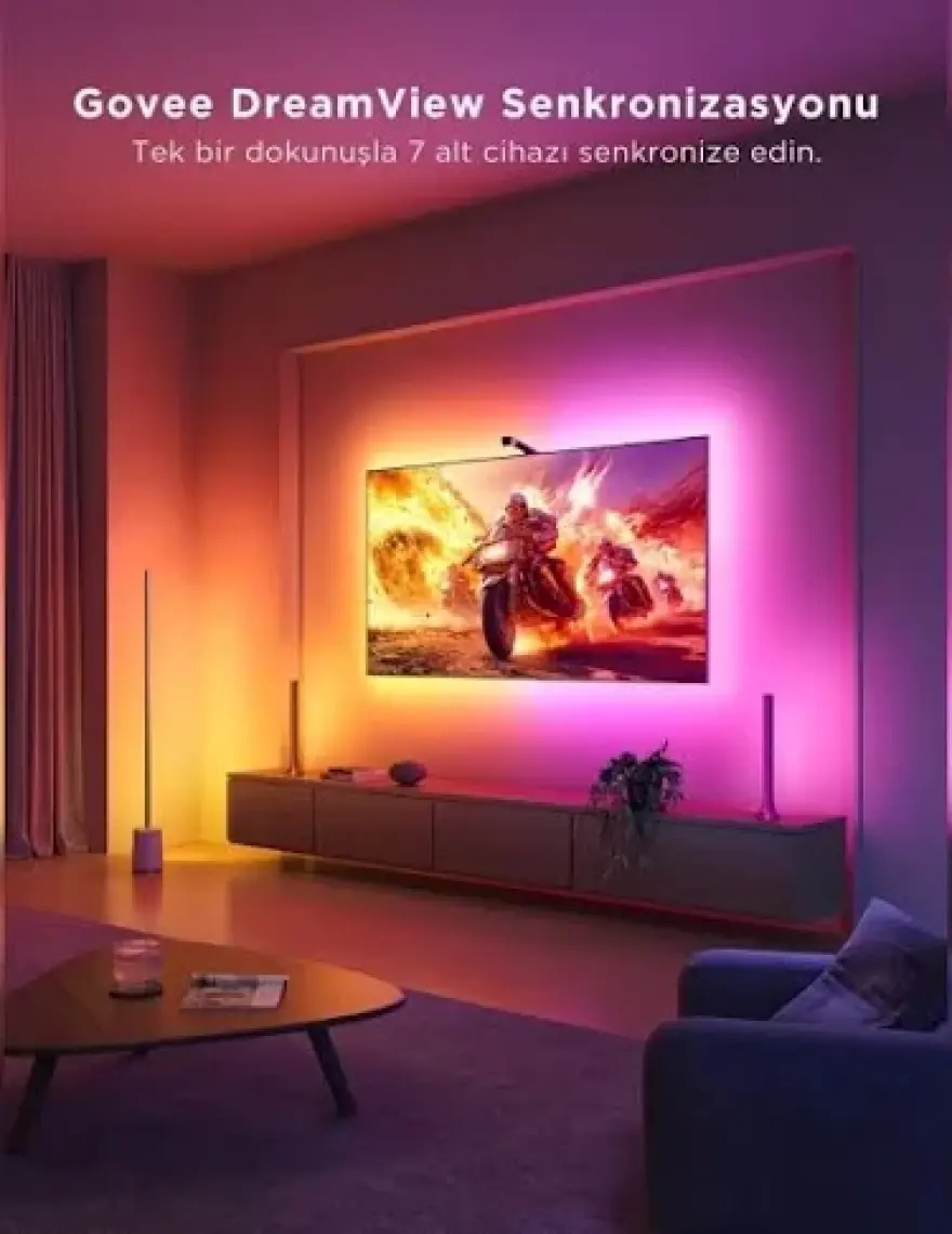 Govee Envisual Led 3 Lite TV Arkası Led Şerit Ambiyans Aydınlatma Tv Renk Senkronizasyonu 55-65 inc TV'ler ile Uyumludur