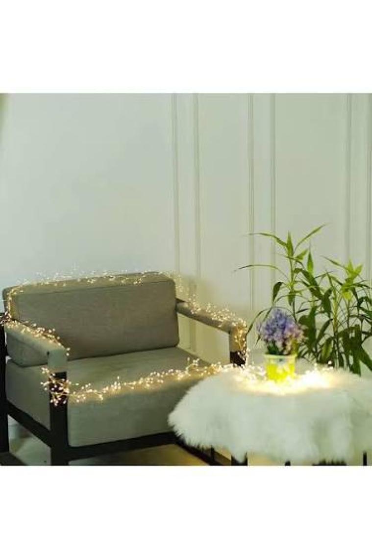 Sge Teknoloji 6 M 200 LED Pilli Sarı Işık Lamba Ev Dekorasyon Parti Düğün Süsü