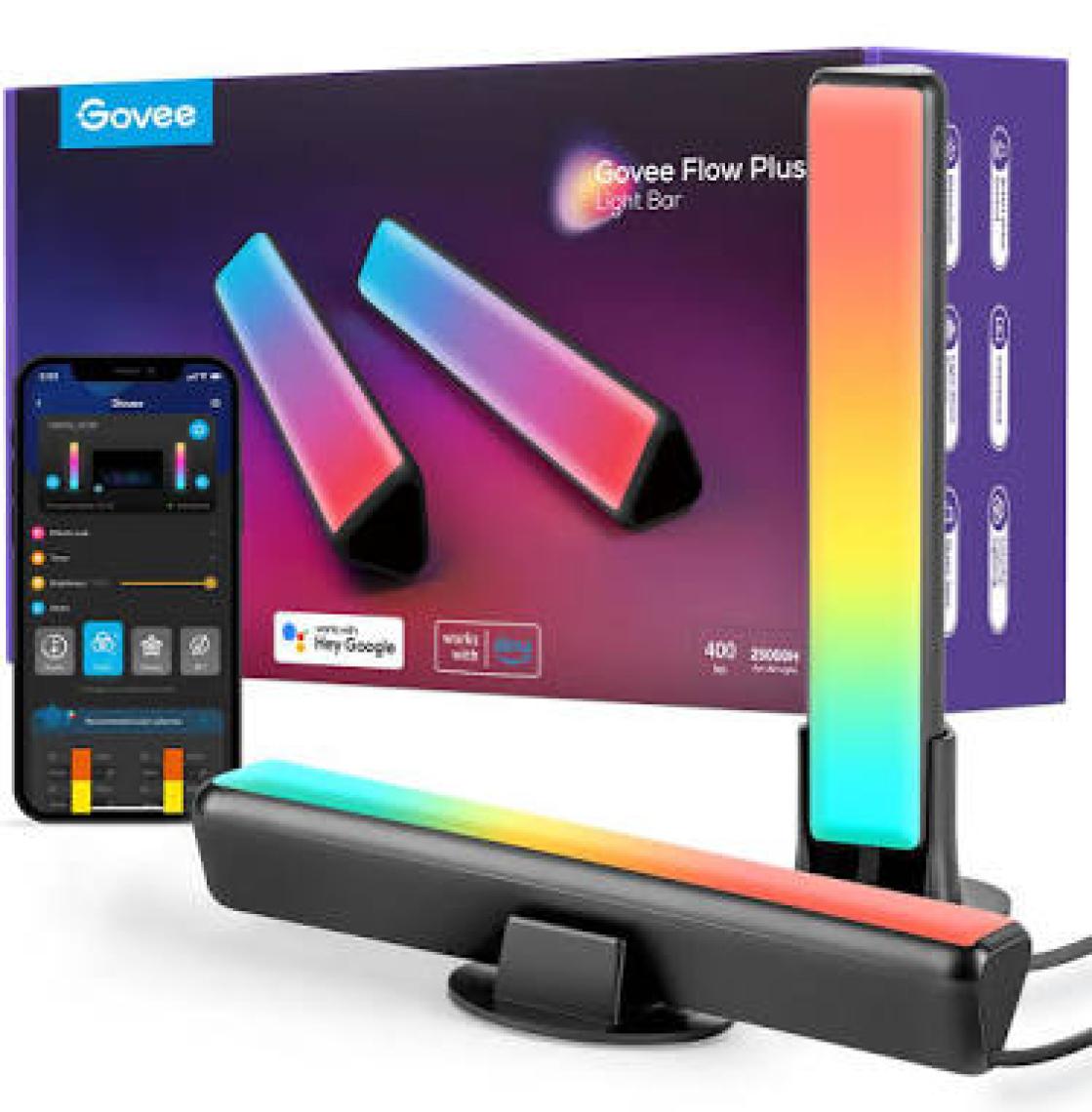 Govee RGBICWW WiFi + Bluetooth Flow Plus Dikey Aydınlatma Uyguluma Üzerinden Kontrol, Çok Renkli