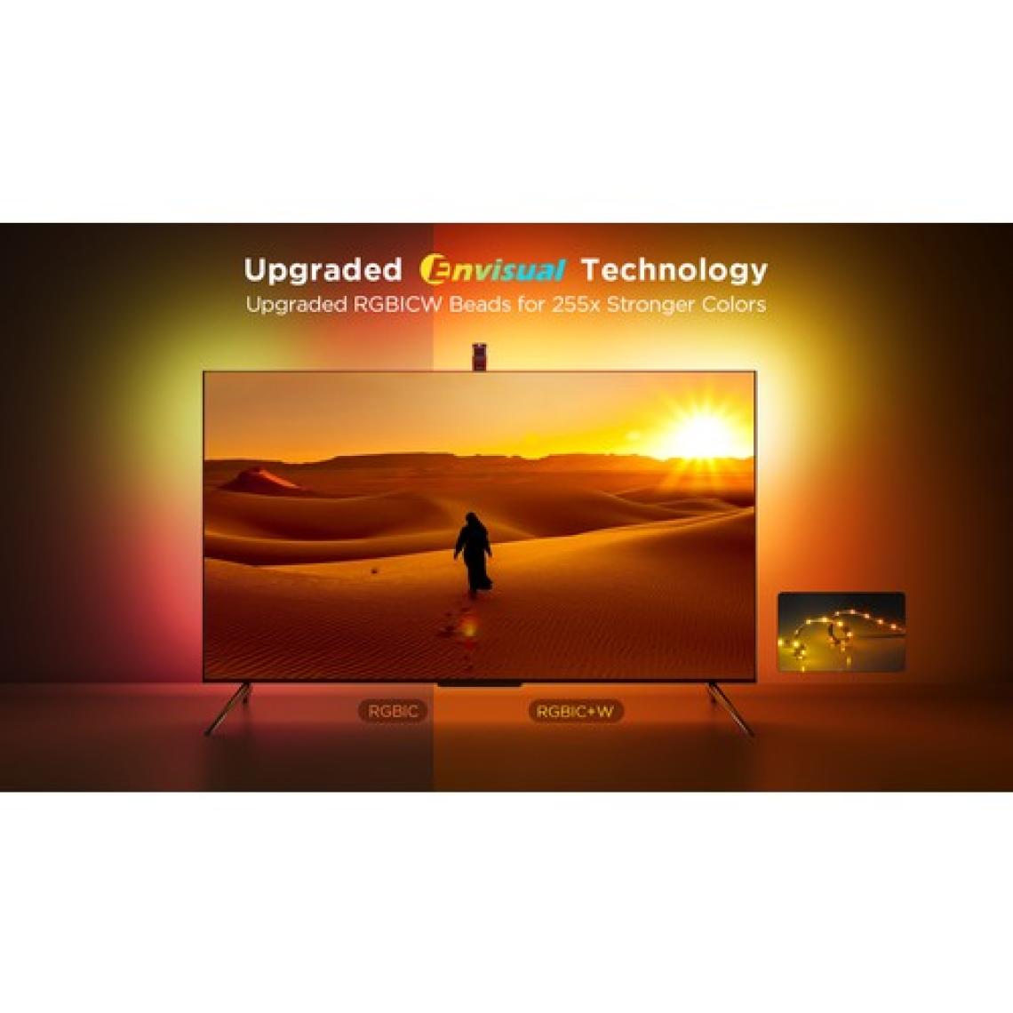 Govee Envisual LED 3 Lite Tv Arkası LED Şerit Ambiyans Aydınlatma Tv Renk Senkronizasyonu 75-85 Inc Tv'ler ile Uyumludur