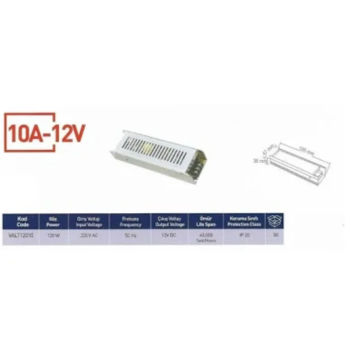 Voltek LED Trafosu 10 A 12 V 120 W