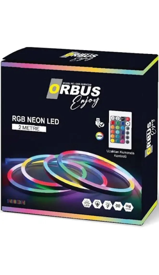 Orbus Rgb Neon Şerit LED 2 Metre Usb'li