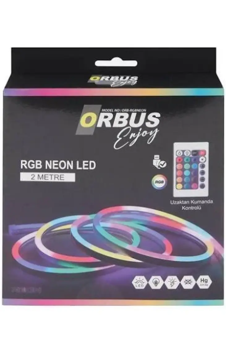 Orbus Rgb Neon Şerit LED 2 Metre Usb'li