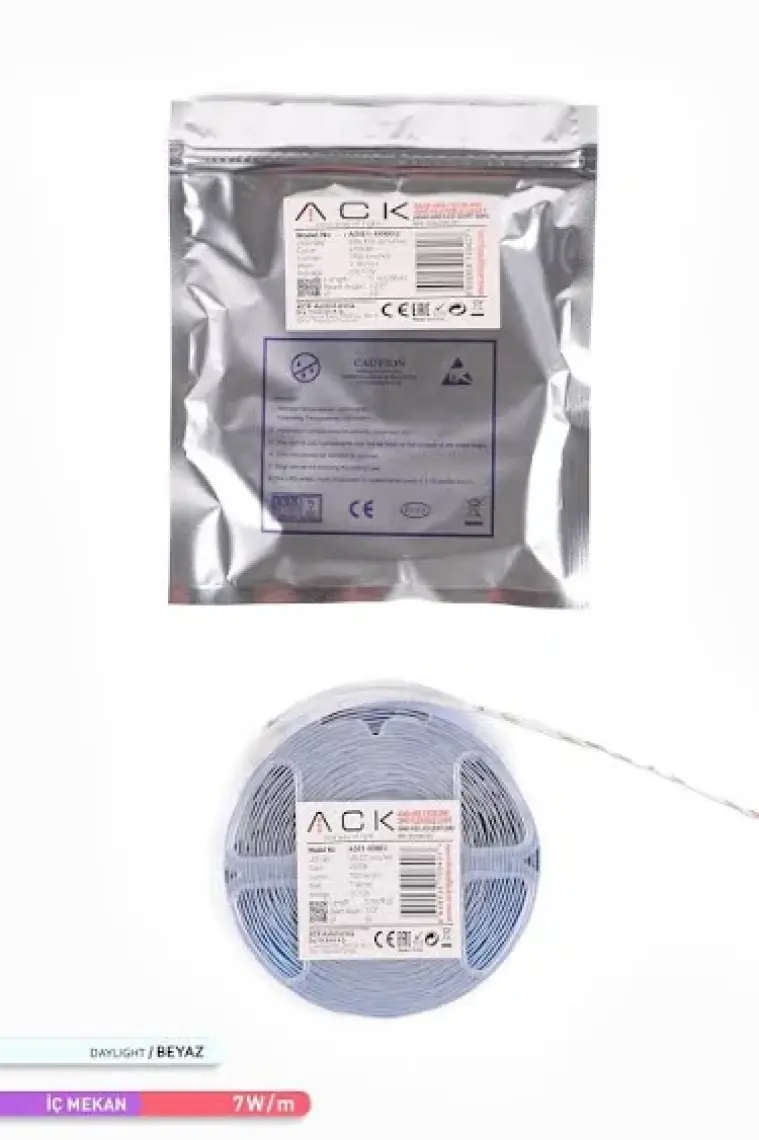 Ack Şerit LED 60 Led'li 6500K Beyaz Işık 7W 5 Metre AS01-00803