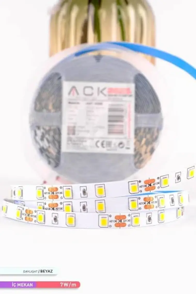 Ack Şerit LED 60 Led'li 6500K Beyaz Işık 7W 5 Metre AS01-00803