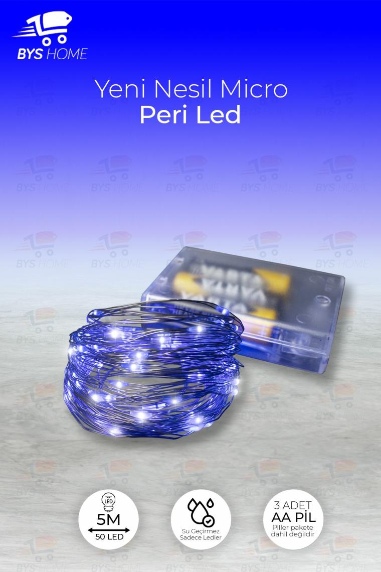 Peri Led 5 Metre Pilli Mavi Renk Dekoratif Aydınlatma