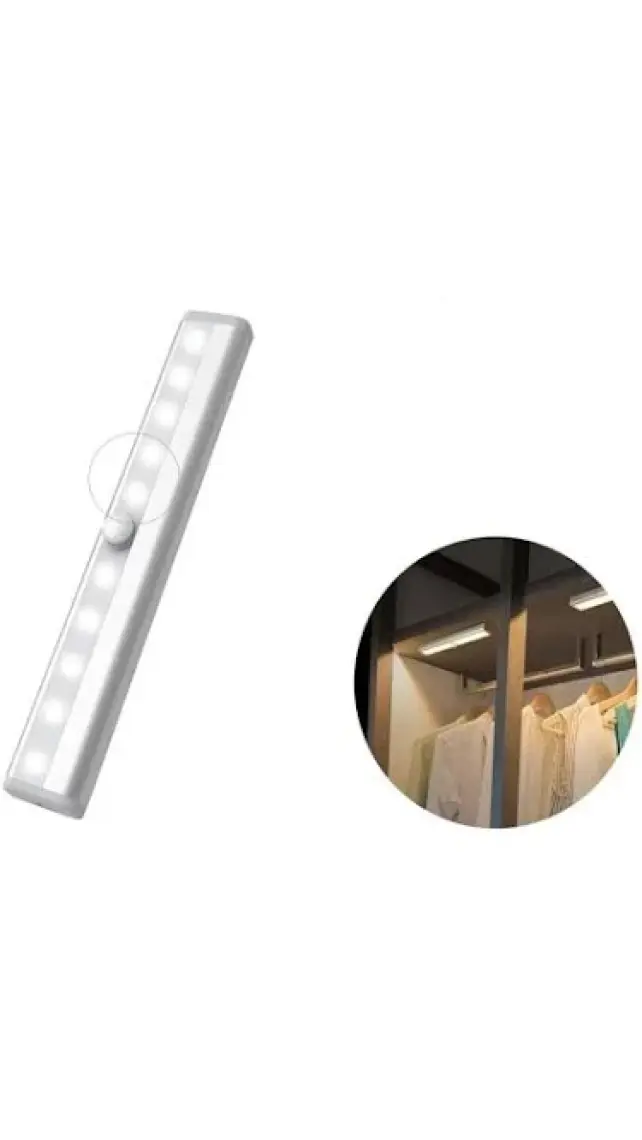 Sge Teknoloji Hareket Sensörlü 10 LED Şarjlı Elbise Dolabı Çalışma Masası Ev LED Lamba Işık