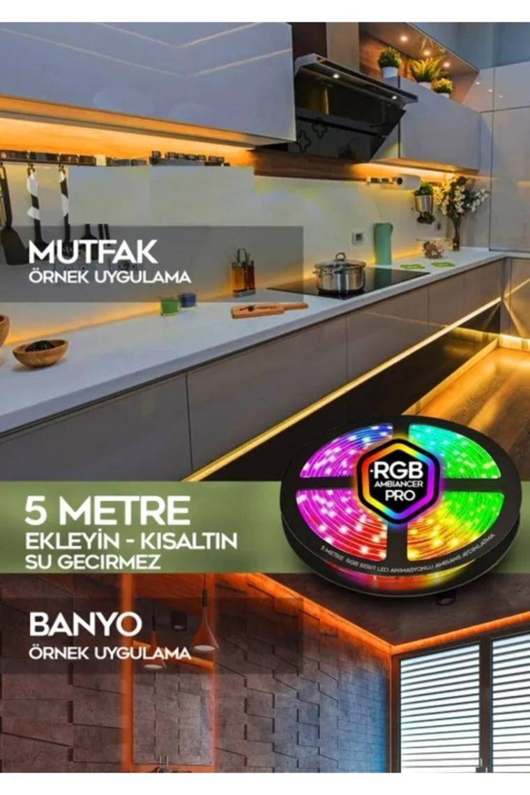 Neeko 5mt Şerit Animasyonlu Tak Çalıştır Kumandalı Trafolu Rgb Şerit Işık Aydınlatma Parti LED